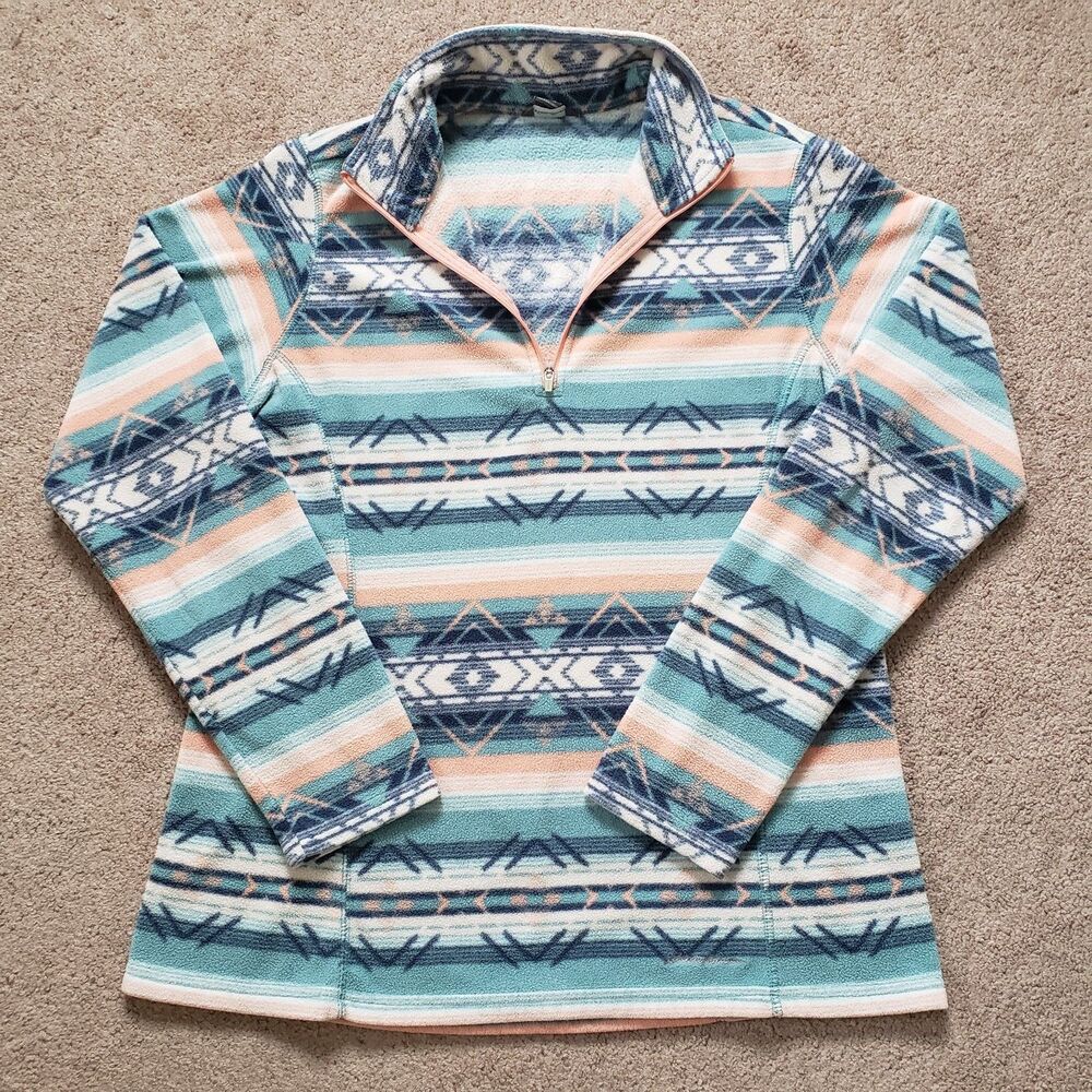 Eddie Bauer women's Aztec Fleece 1/4 Zip Pullover Sweater Southwest Size Med